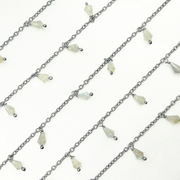 Labradorite Drop Dangle Oxidized Wire Chain